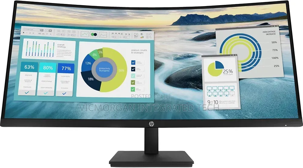 HP P34hc G4 Curved USB-C Monitor - 34" WQHD, 60Hz, Built-in Speaker,