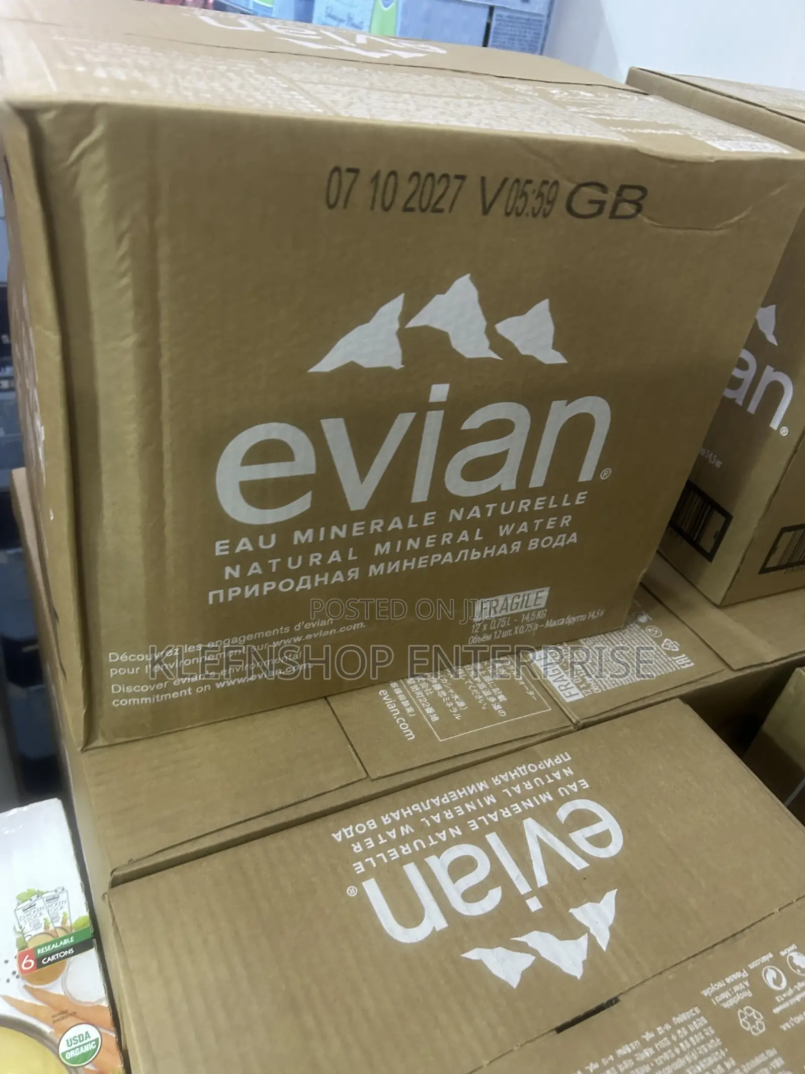 Evian Natural Mineral Water 75cl X 12 Bottles