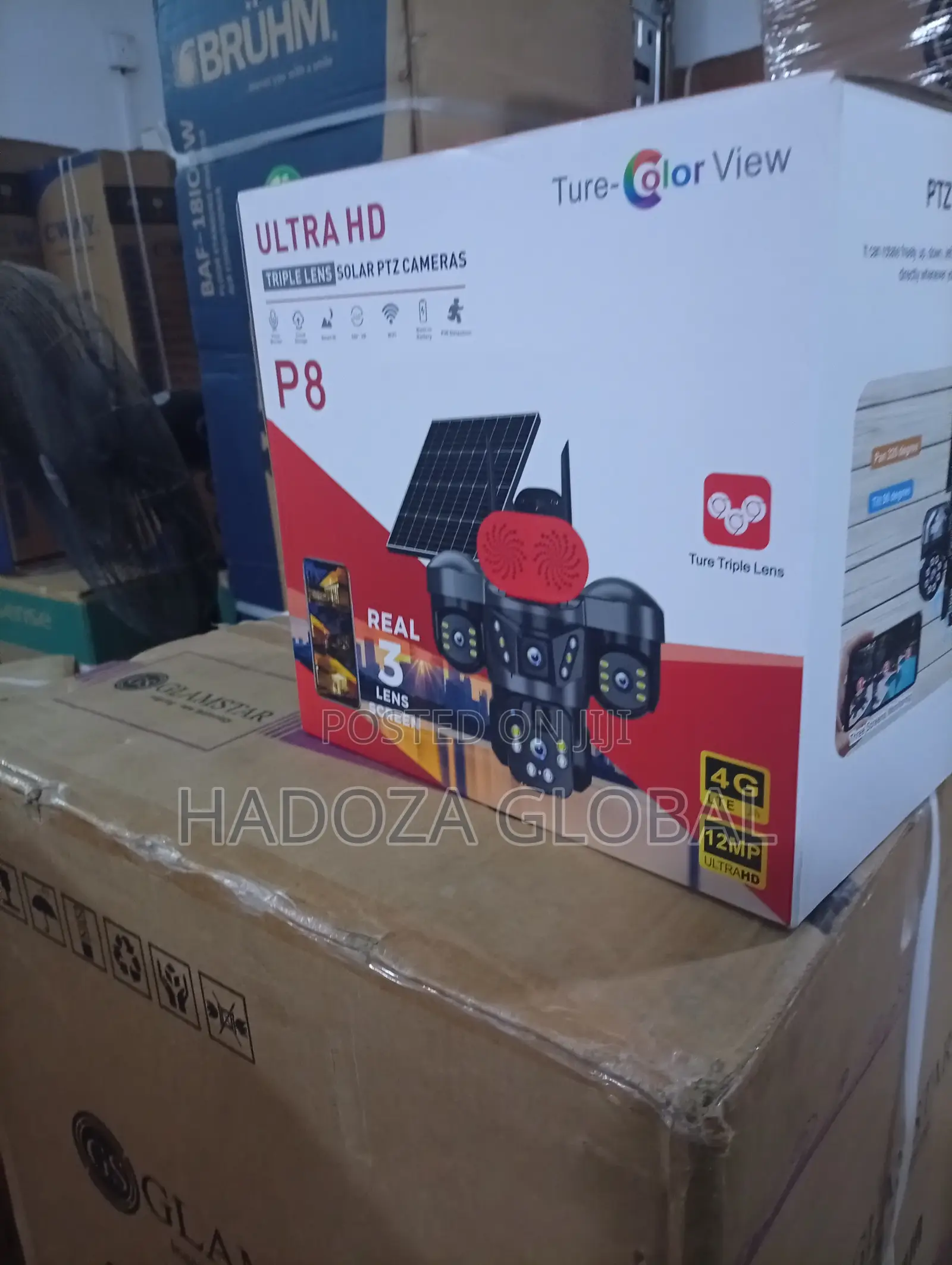 360 Degree Solar PTZ CCTV Camera With Triple Lens