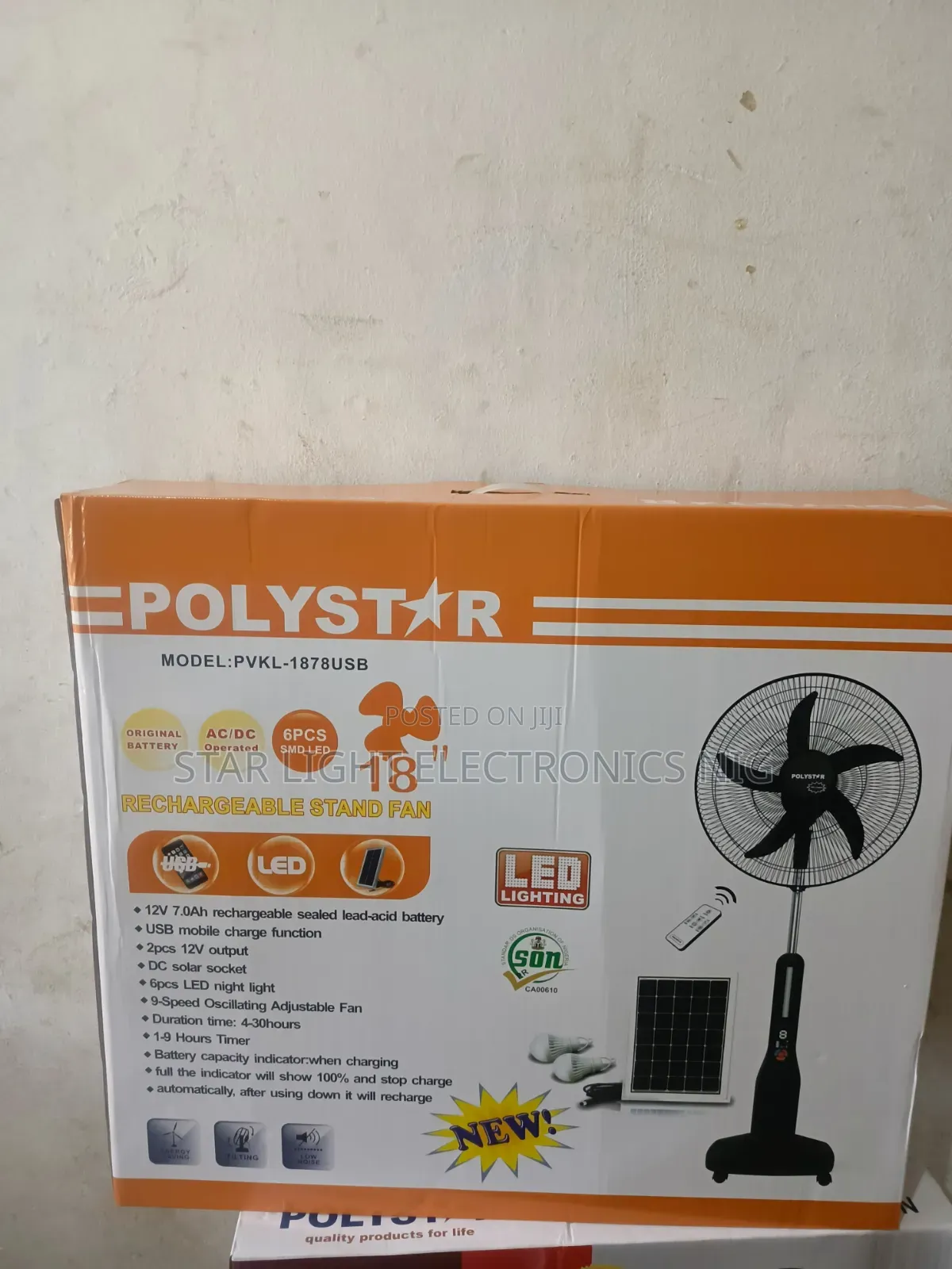 18 Inch Rechargeable Solar Fan Polystar