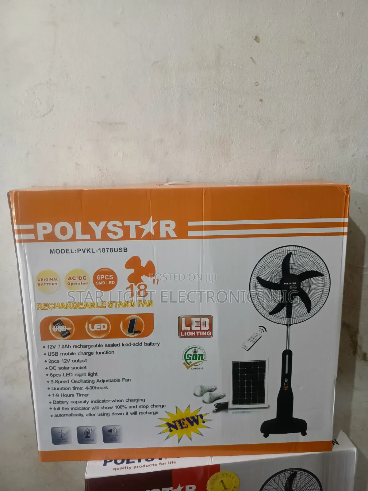 18 Inch Rechargeable Solar Fan Polystar
