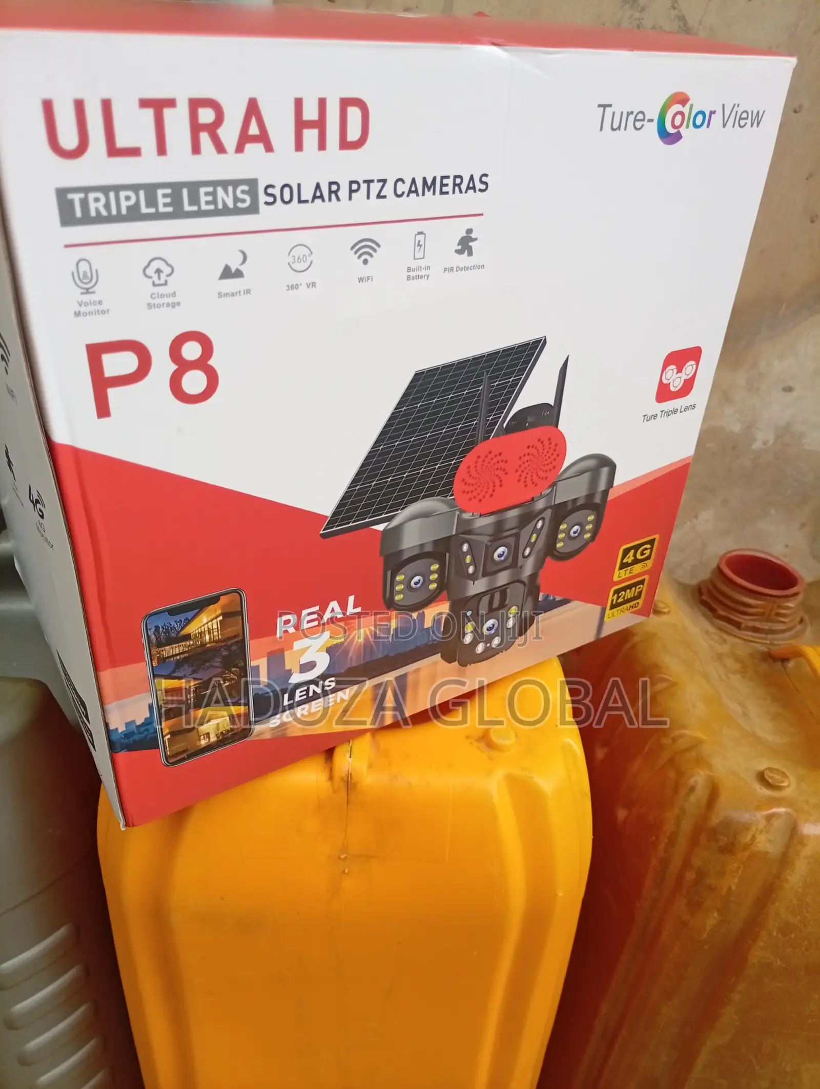 Outdoor Triple Lens CCTV Camera With Solar Power