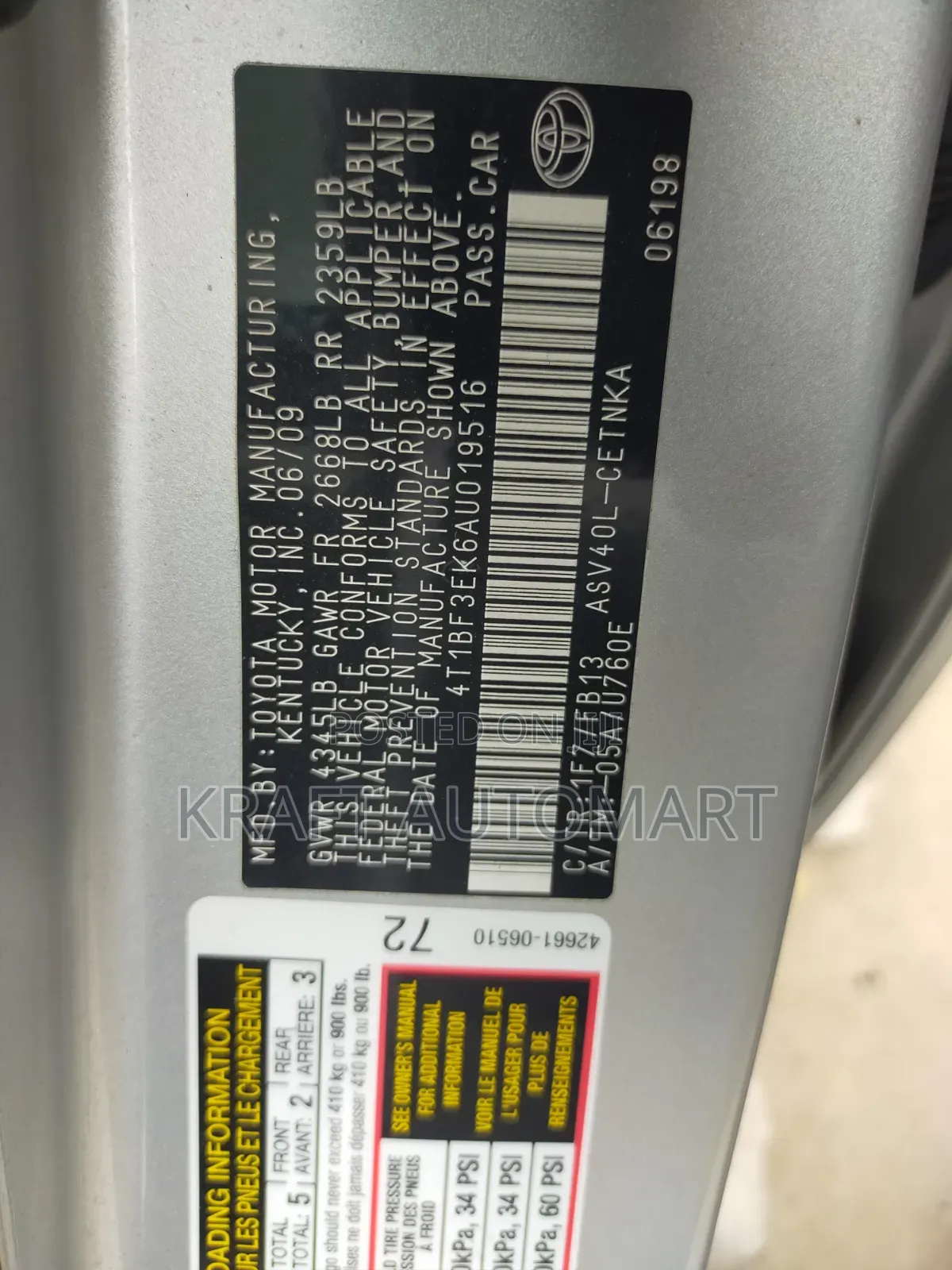 Toyota Camry 2010 Silver