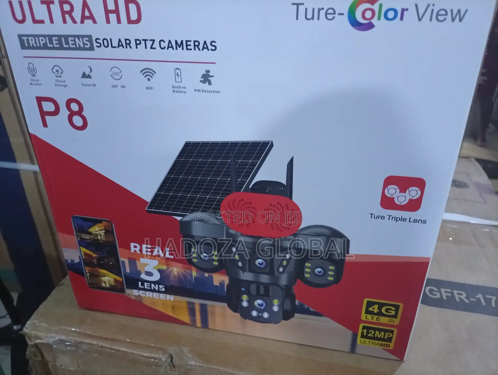 Ultra HD Solar Outdoor Camera With Triple Lens Surveillance