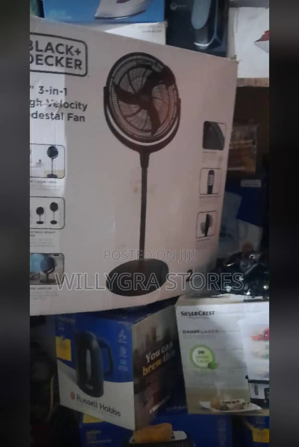 Black Decker 3-in-1 Velocity Pedestal Fan Black