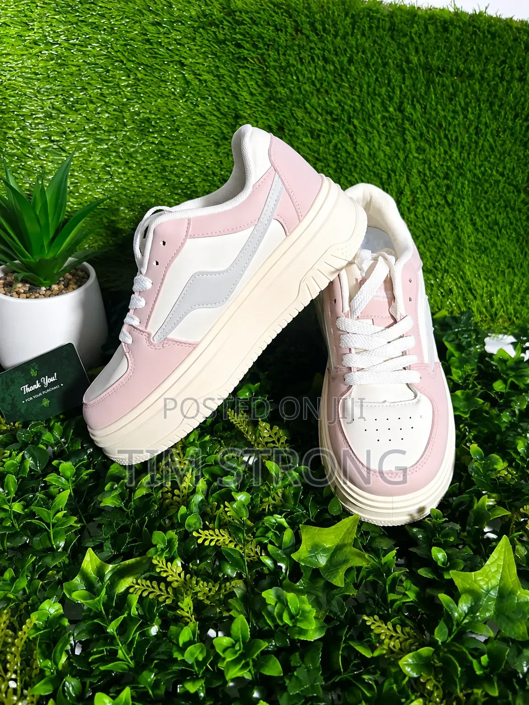 Premium Trendy Women's Pink Cream Chunky Platform Sneakers