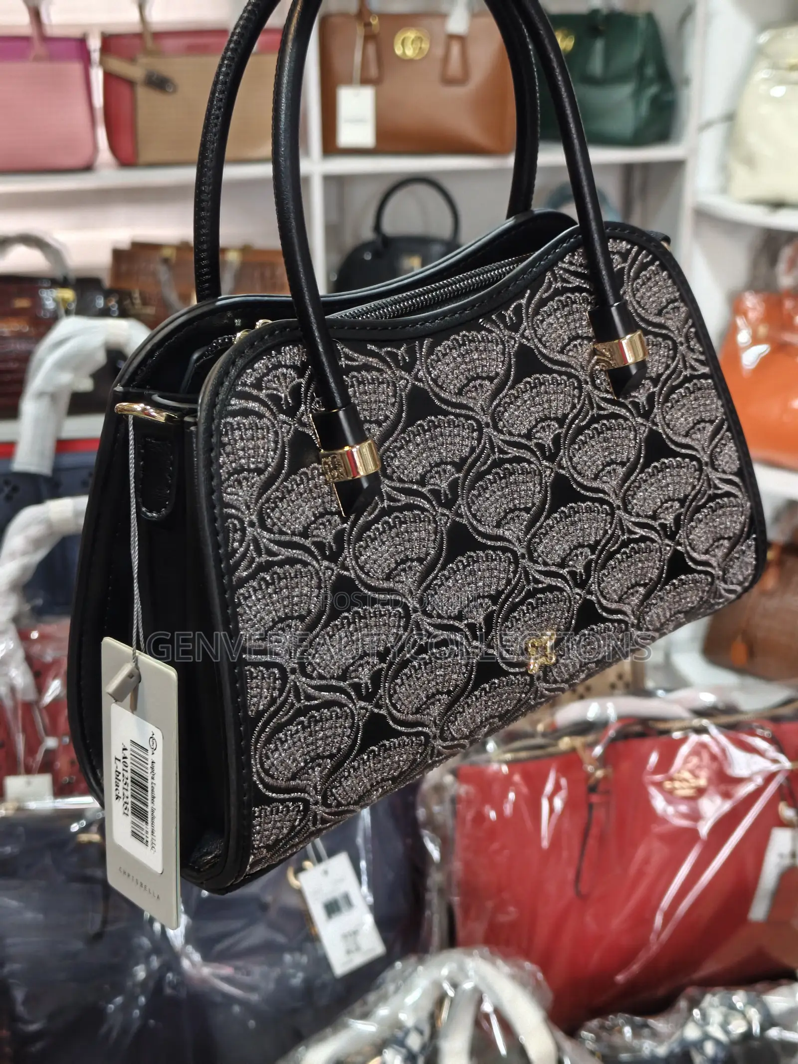 Cute Luxury Black, Silver, Patterned Handbag
