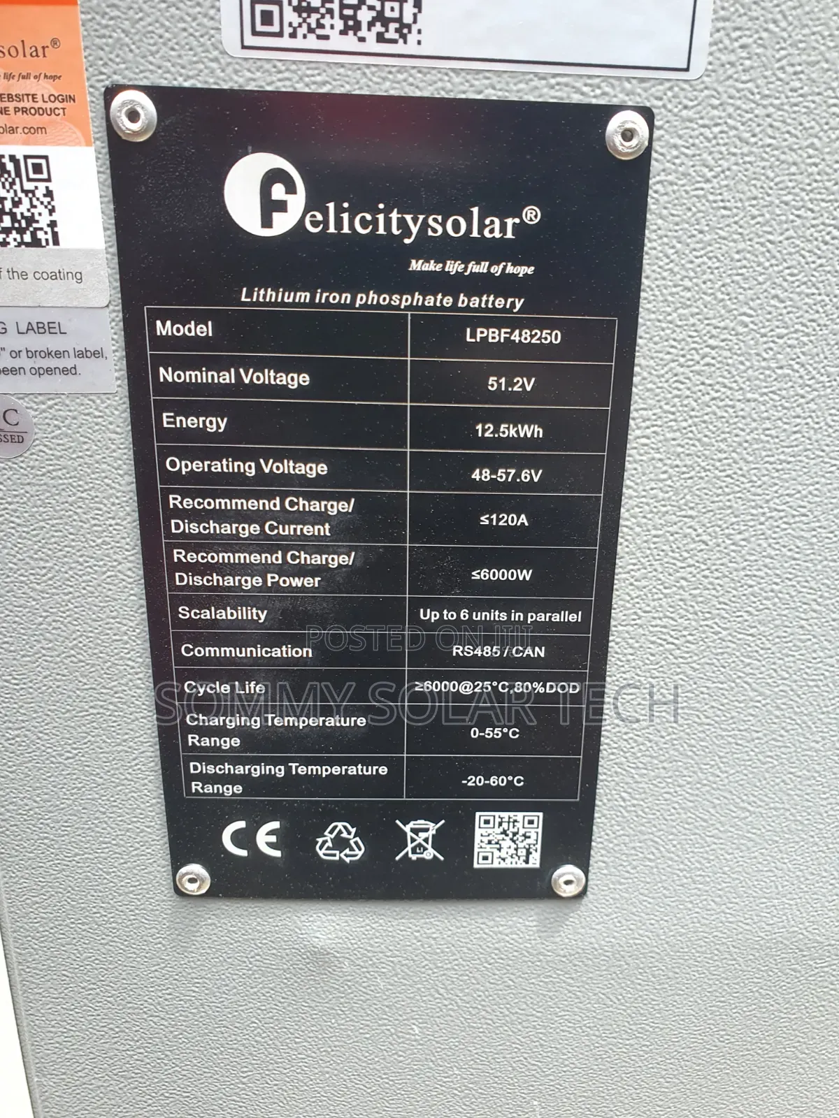Felicity Lithium Ion Battery 12.5kwh 51.2v