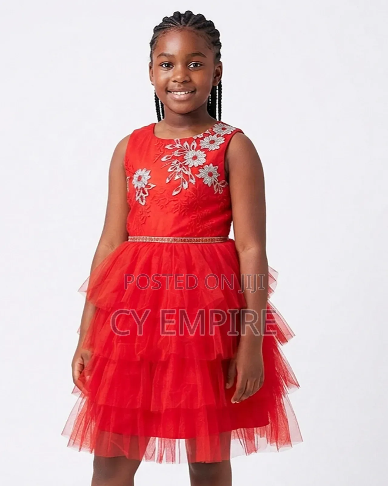 Red Tiered Tulle Party Dress