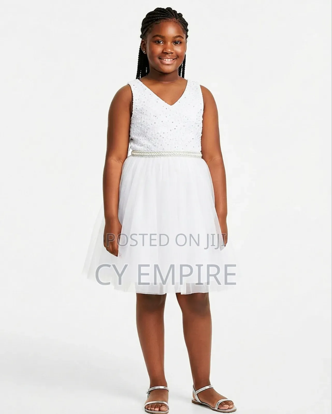 White Knee Length Guipure Lace Mix Dress