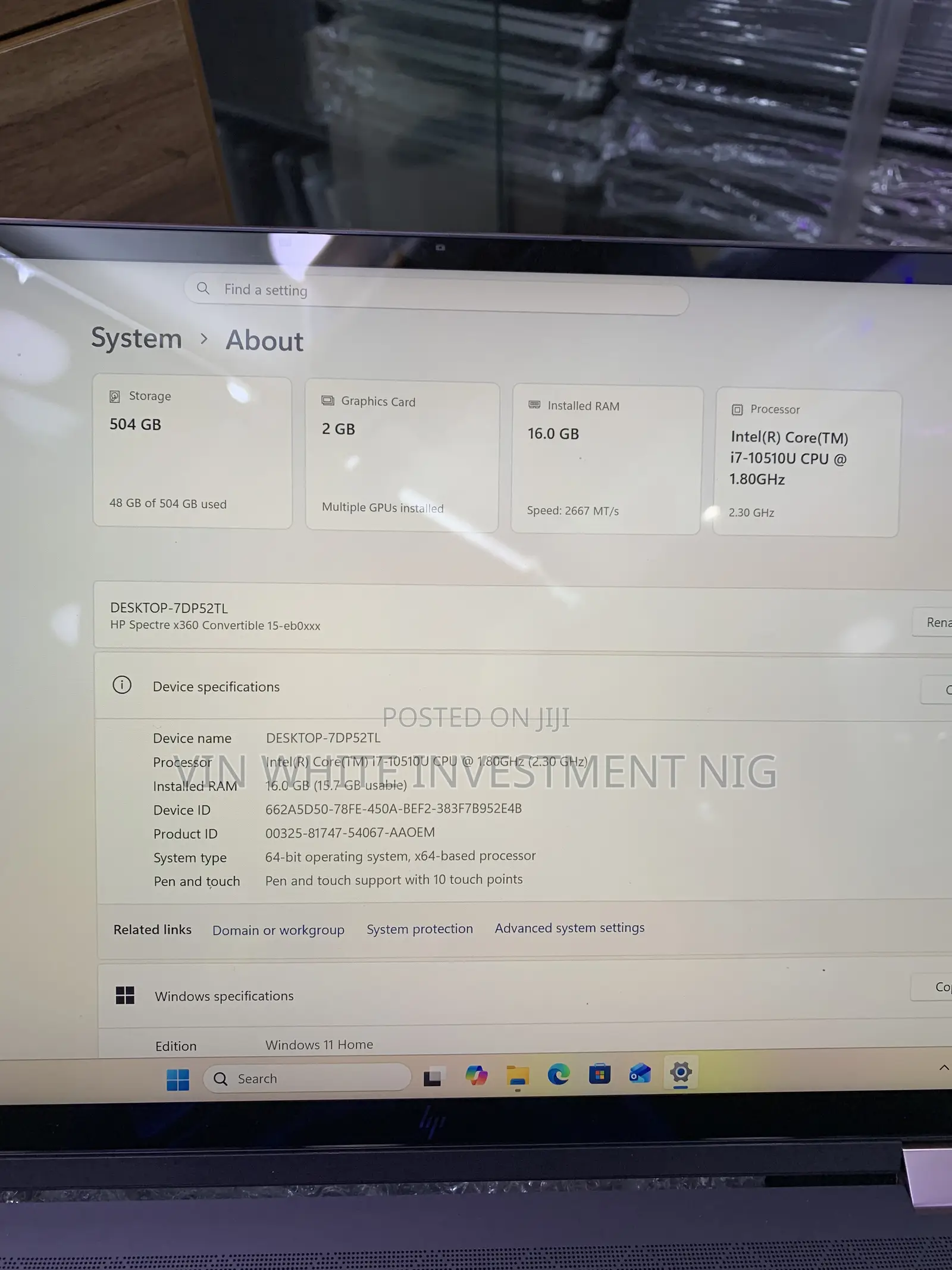 Laptop HP Spectre 16GB Intel Core i7 SSD 512GB