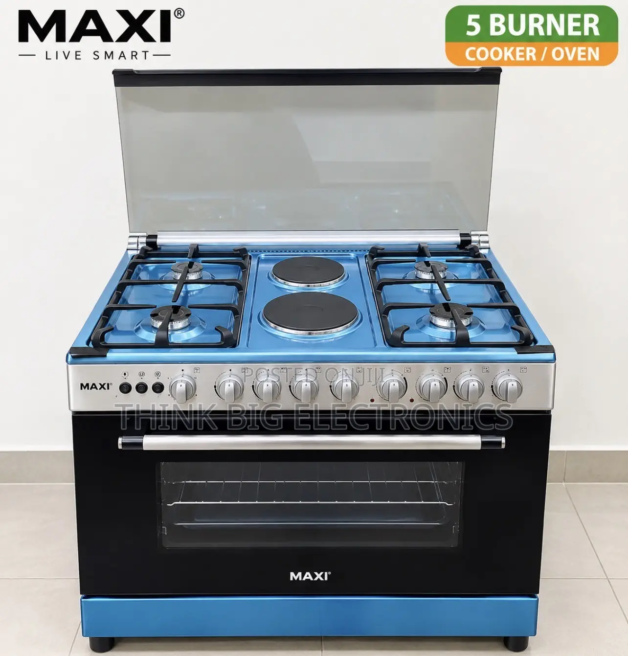 Maxi 4 Gas Burners + 2 Electric Hotplates Standing Gas Cooker