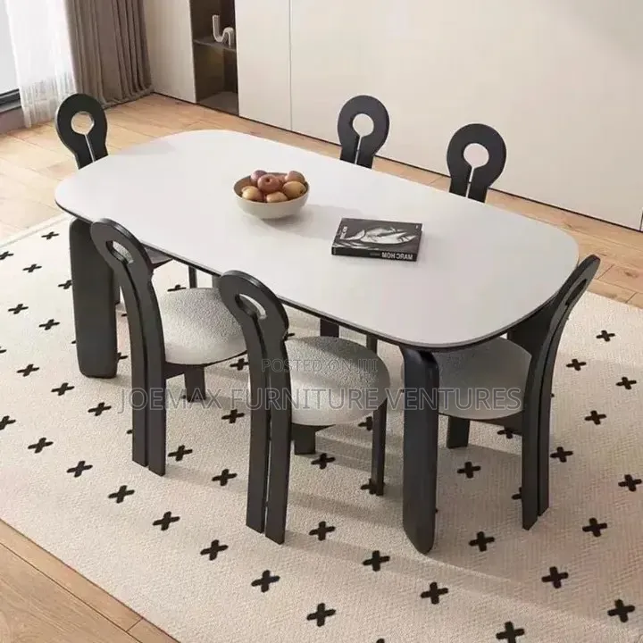 High Quality Luxury Marble Dining Table Set With Adorable Six Chairs.