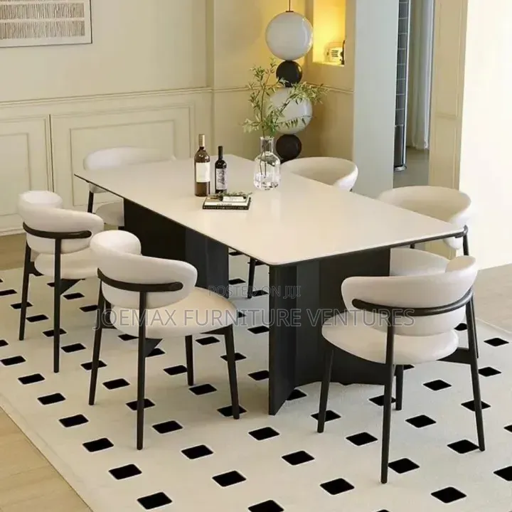 High Quality Luxury Marble Dining Table Set With Adorable Six Chairs.