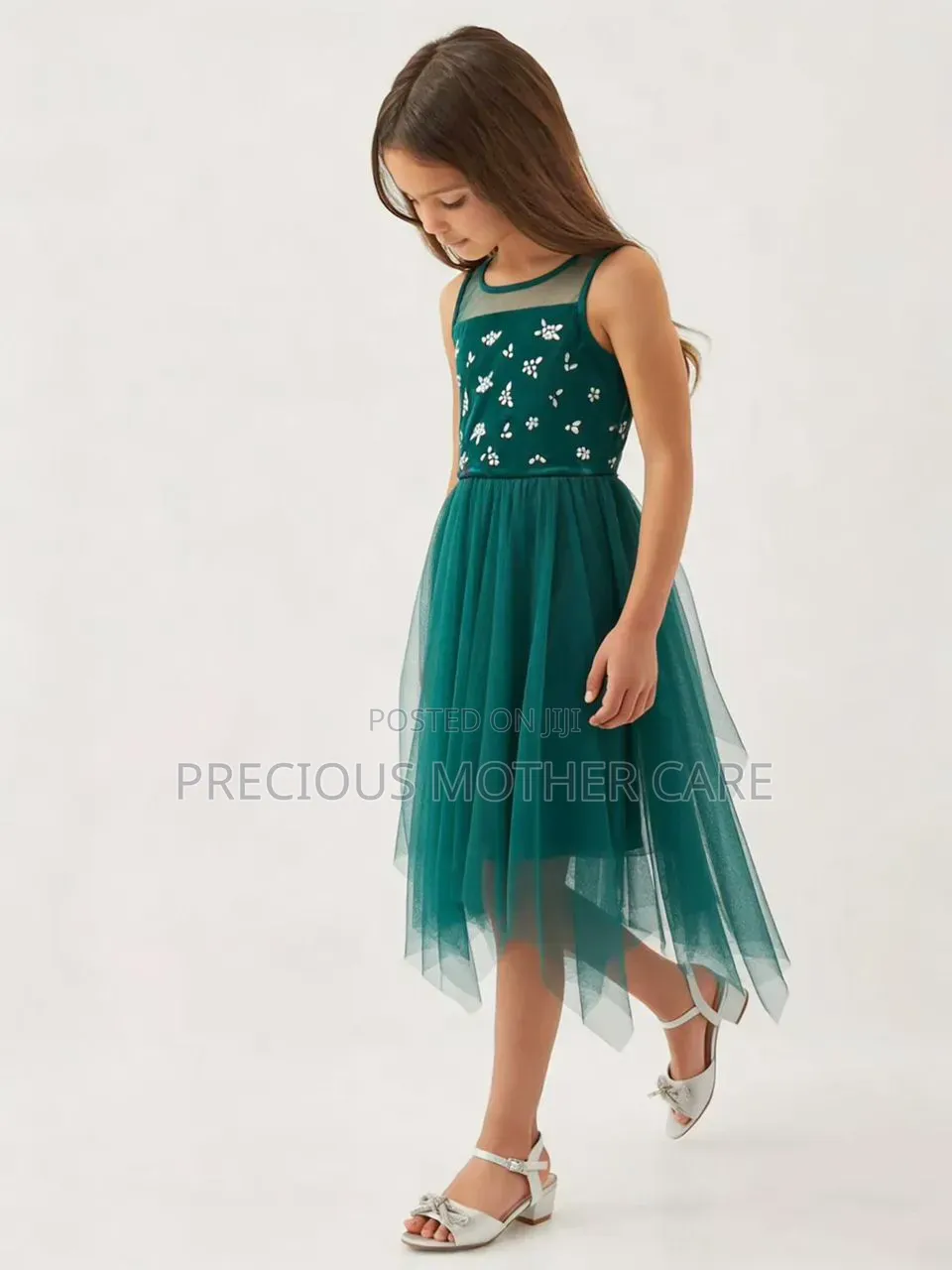 Green Color Hamless Girls Dress