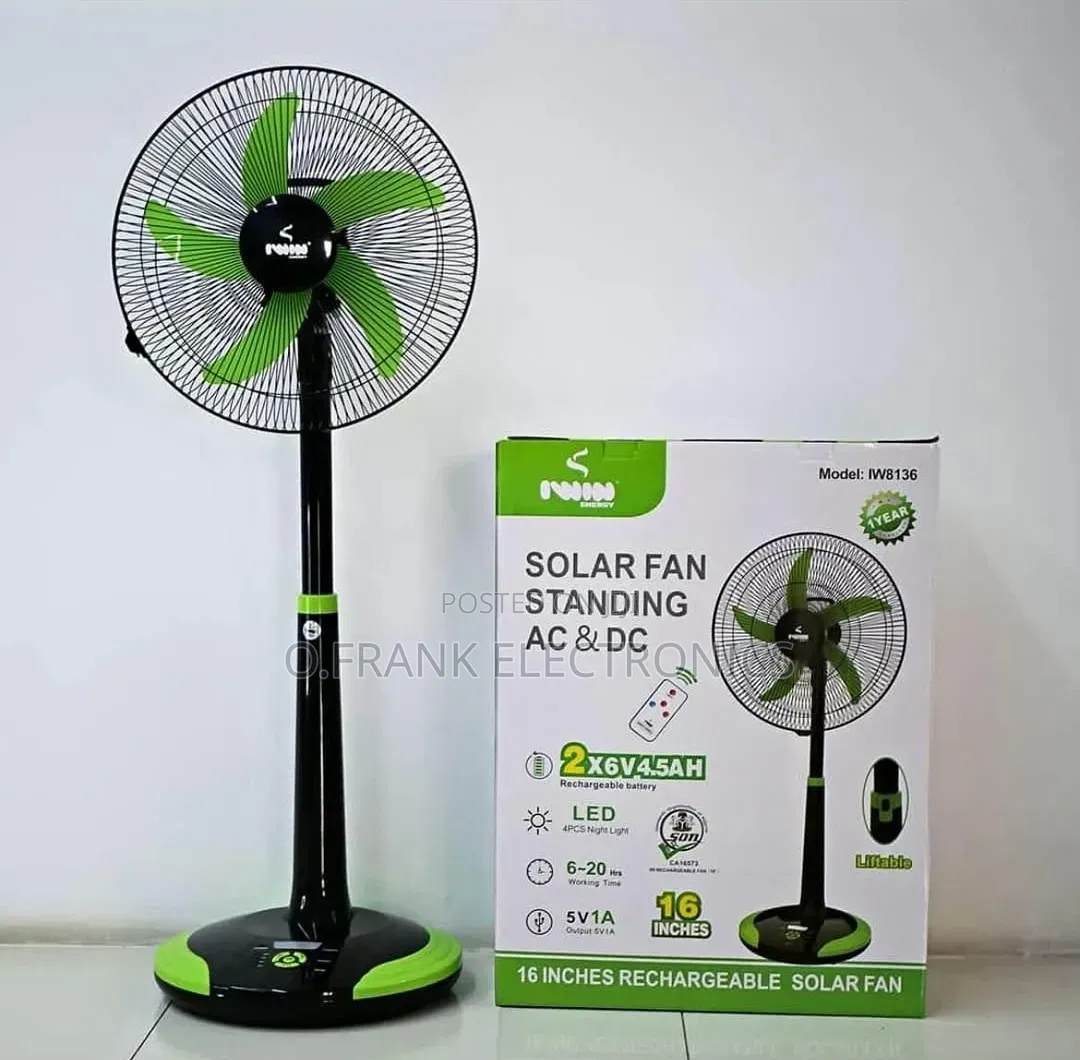 IWIN Rechargeable and Solar Standing Fan With