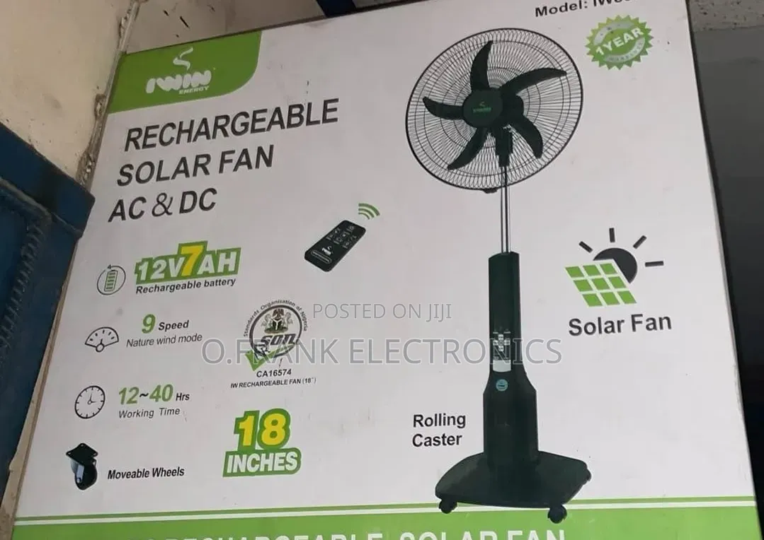 IWIN Rechargeable and Solar Standing Fan With