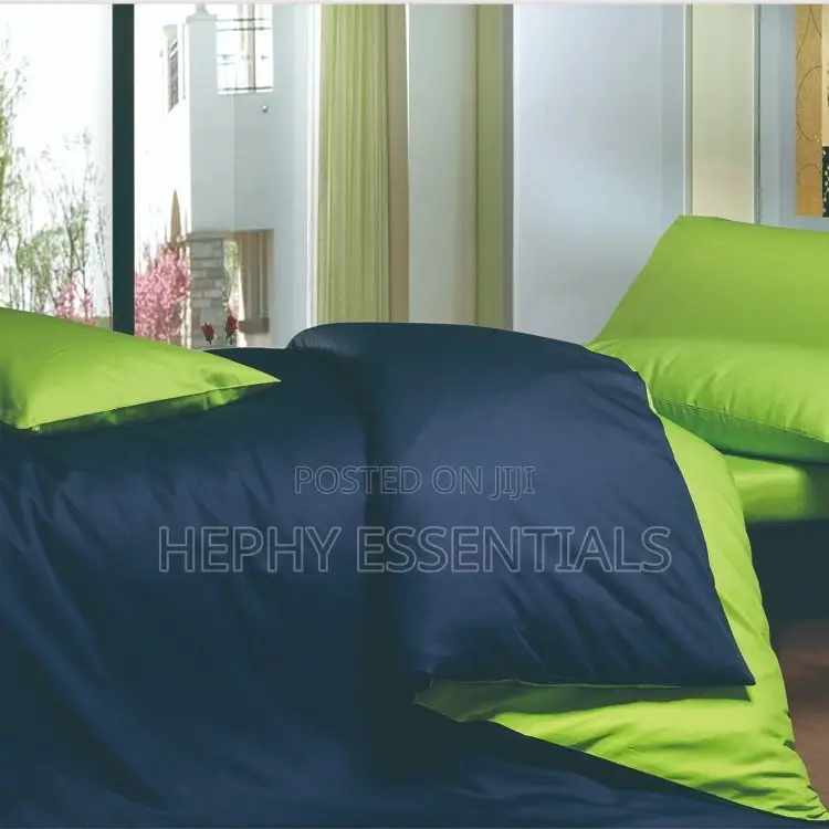 Quality Plain Bedsheet Sets,Duvet,Navy and Lemon