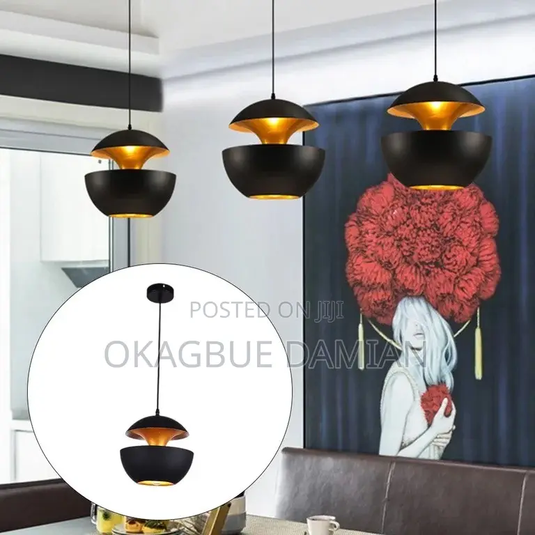 Modern Black Gold Dome Pendant Light