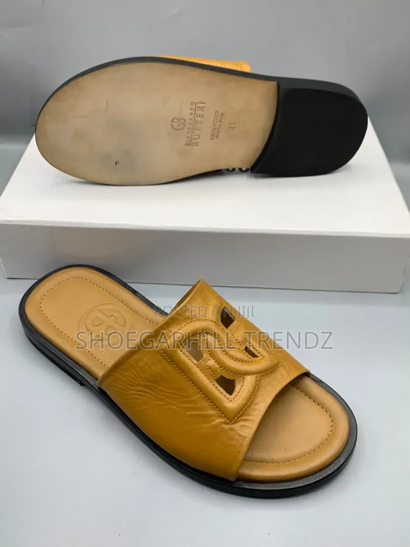 Gianfranco Butteri Embossed Palm Slippers | Elegant and Premium