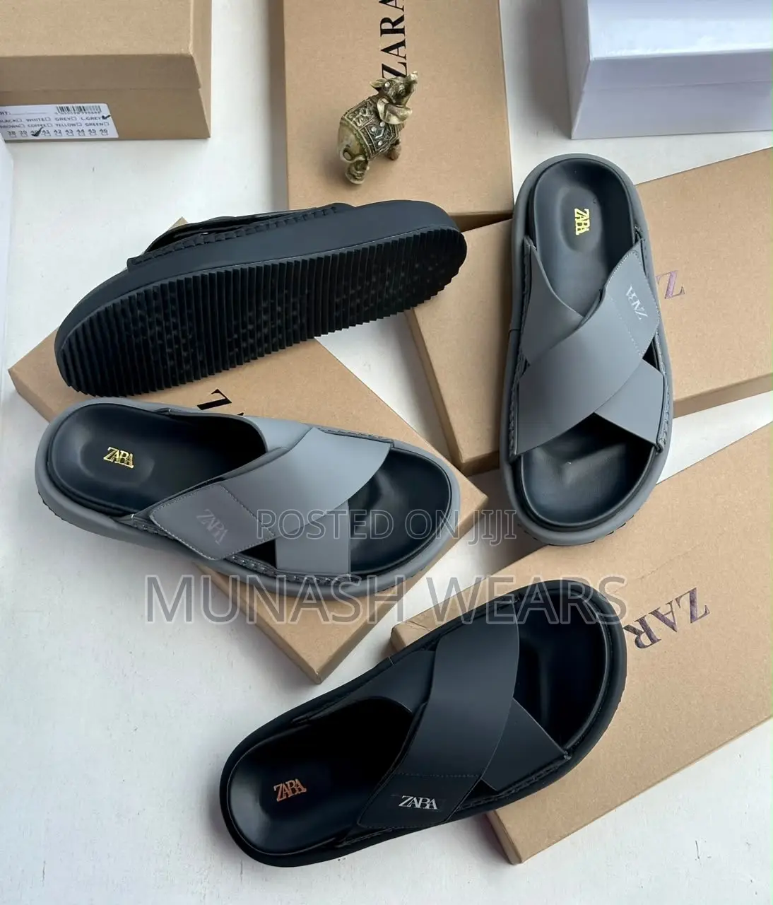 Zara Cross Learer Slipers 40-46