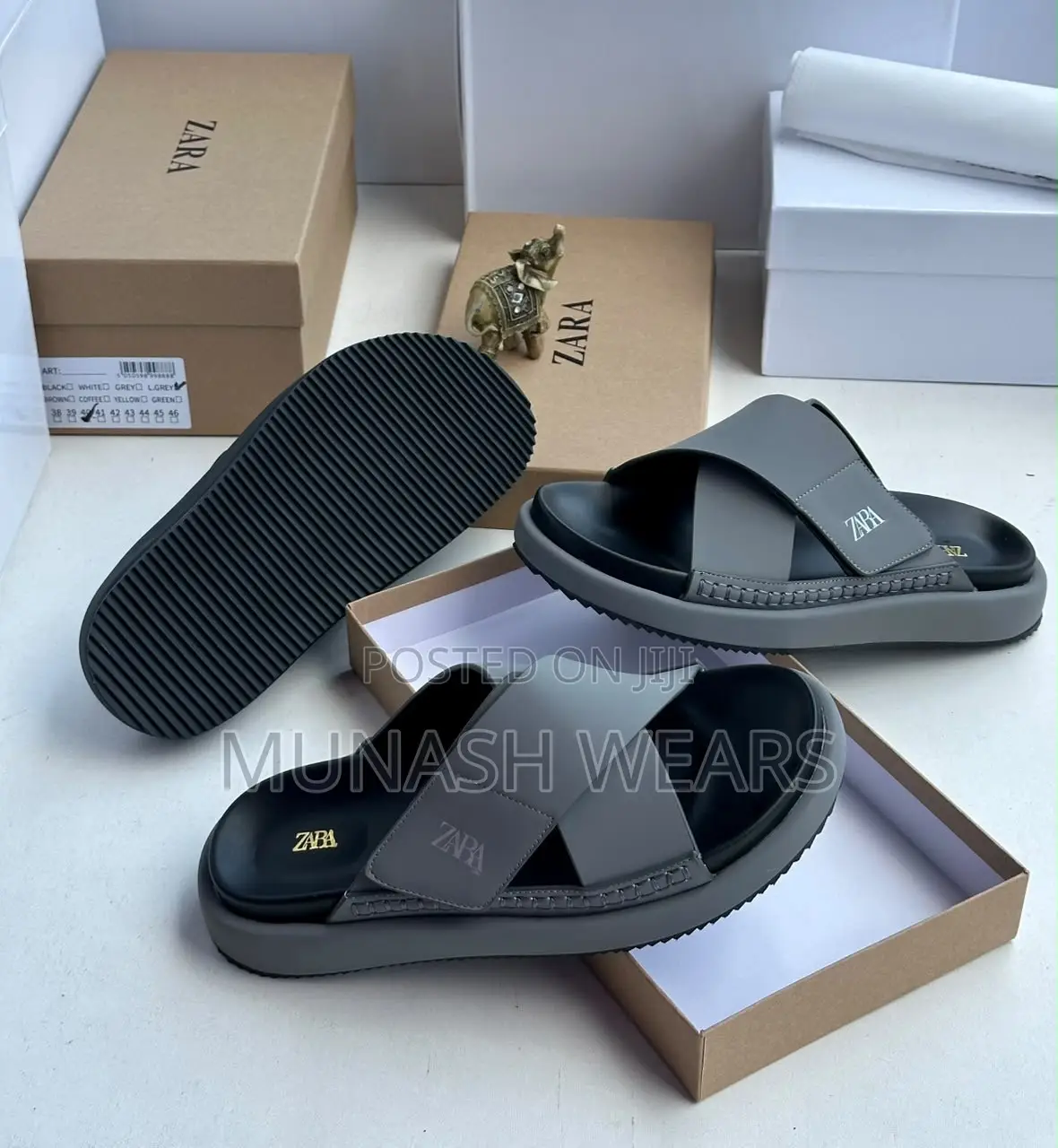 Zara Cross Learer Slipers 40-46