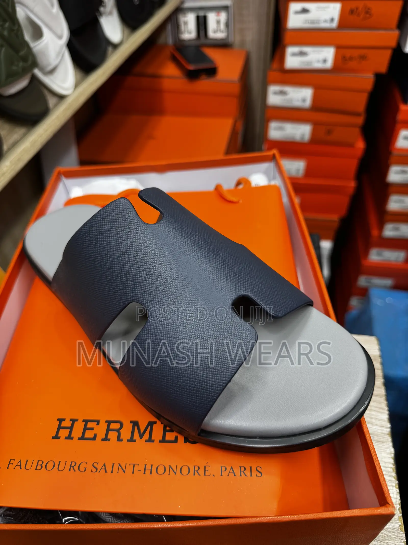 Hermes Flat Sole Leather Slipers 40-46