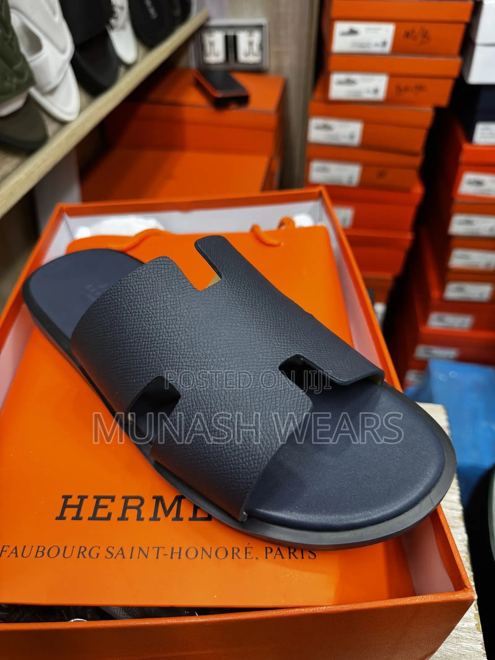 Hermes Flat Sole Leather Slipers 40-46