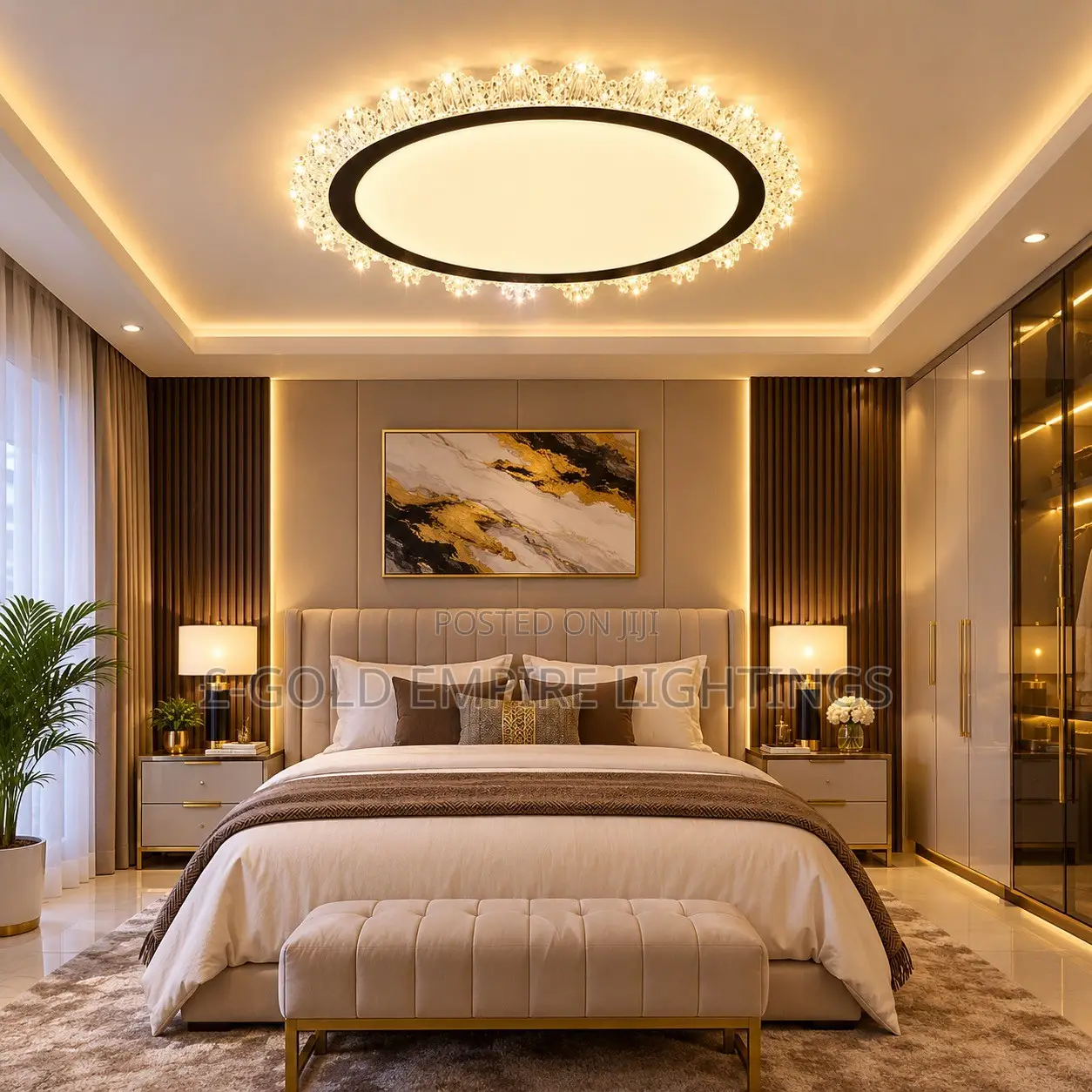 Ceiling Light | Luxury Black CrystalChandelier|Elegant FlushMountLight