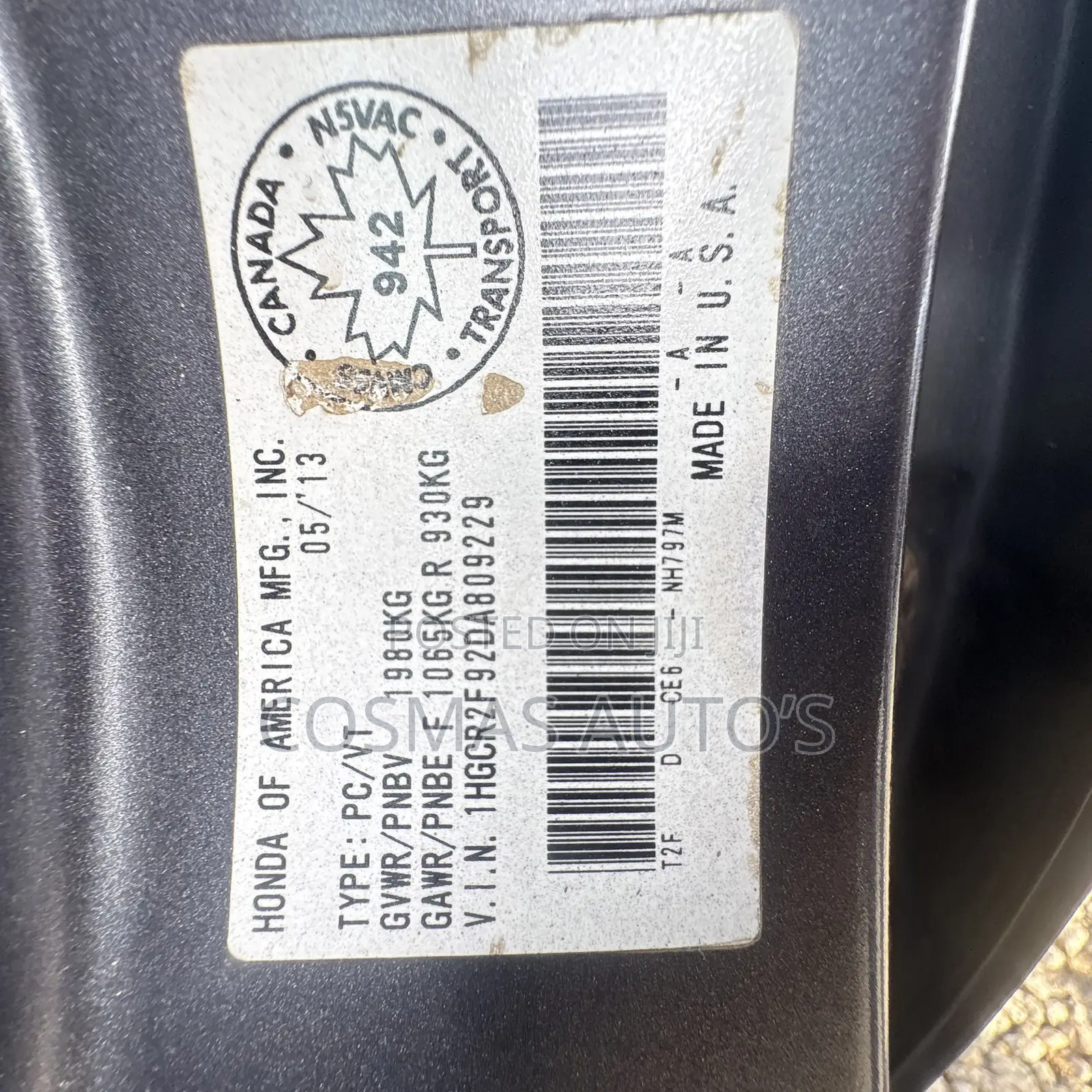 Honda Accord Touring 4dr Sedan FWD (3.5L 6cyl 6A) 2013 Gray