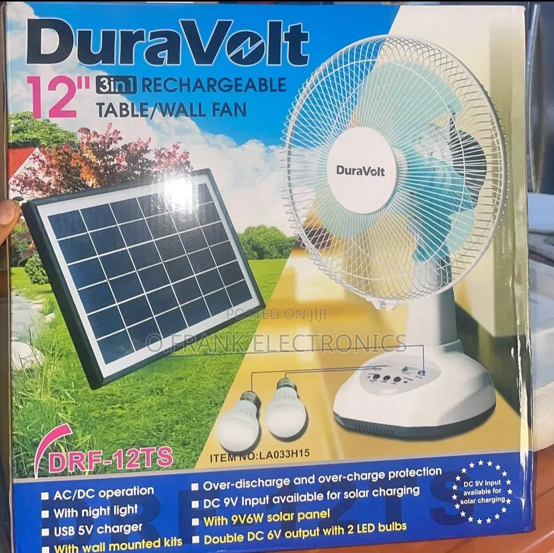 Duravolt Rechargeable Solar Table Fan