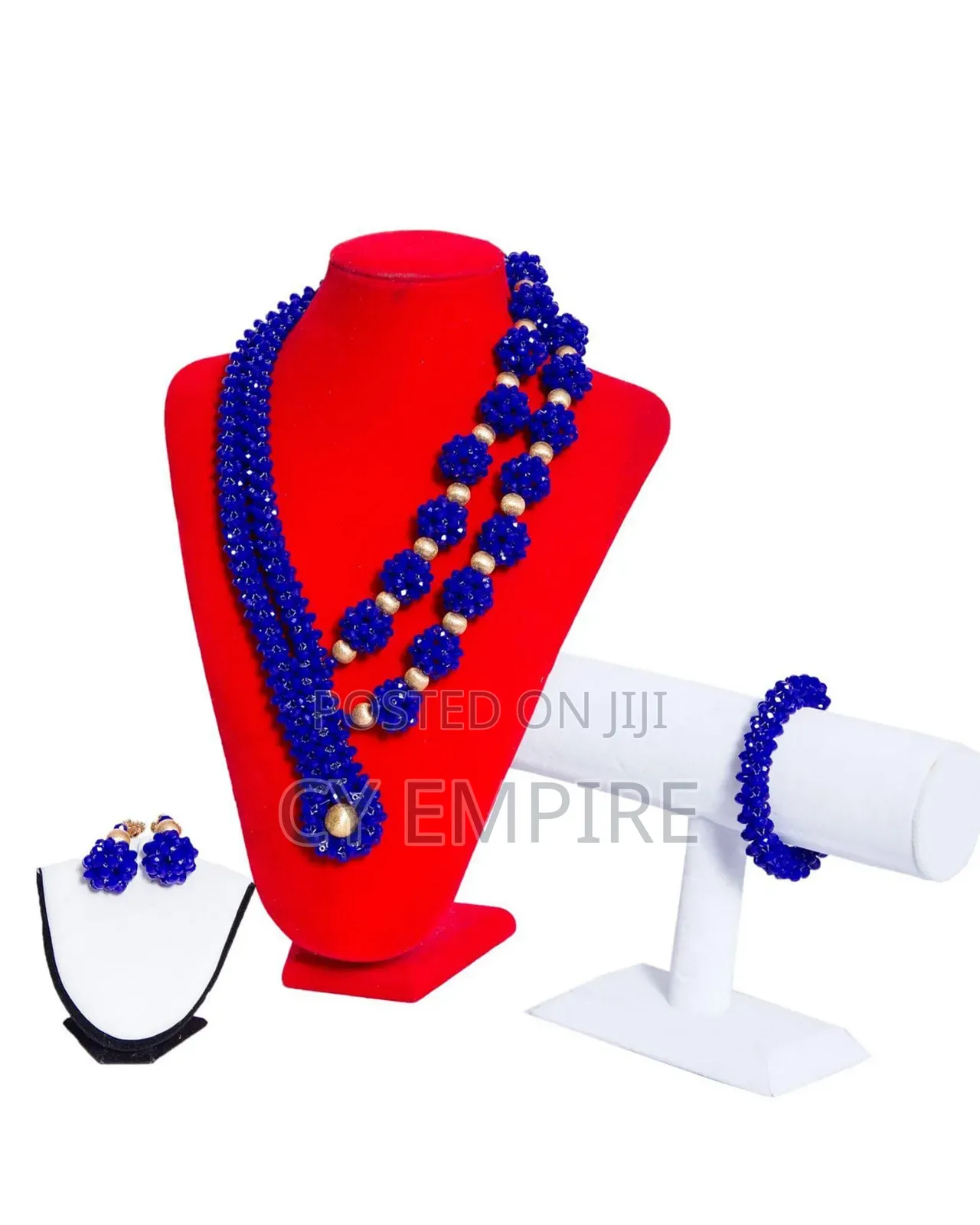 Royal Blue Beaded Jewelry Set