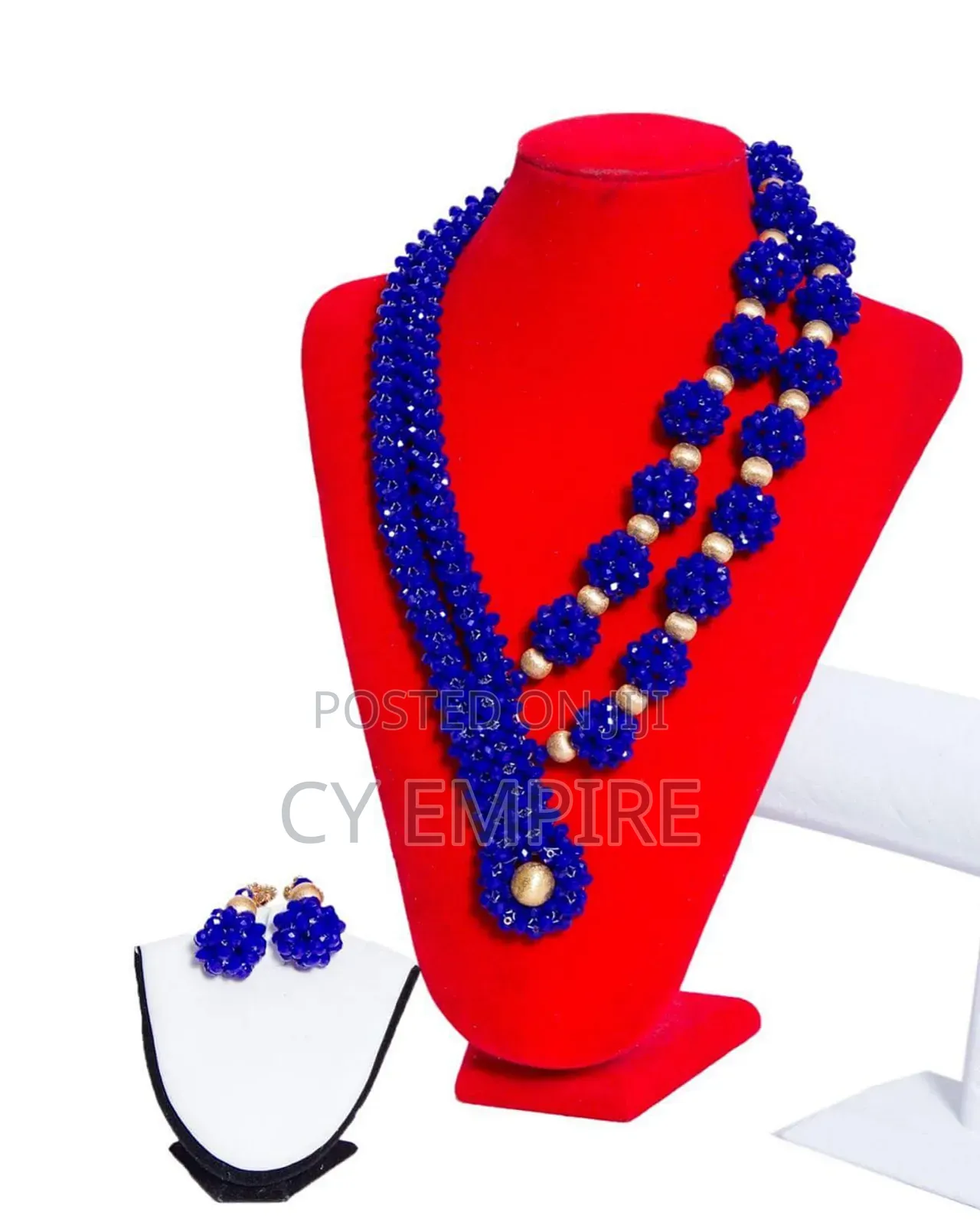 Royal Blue Beaded Jewelry Set