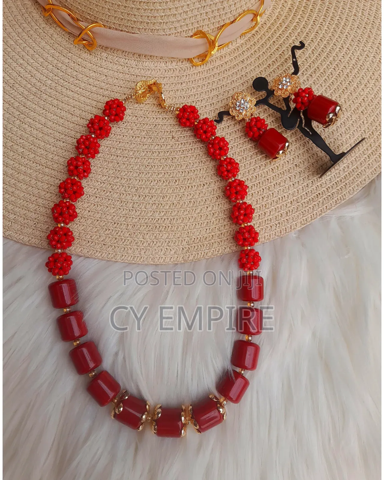 Royal Red Statement Beaded Jewelry Set