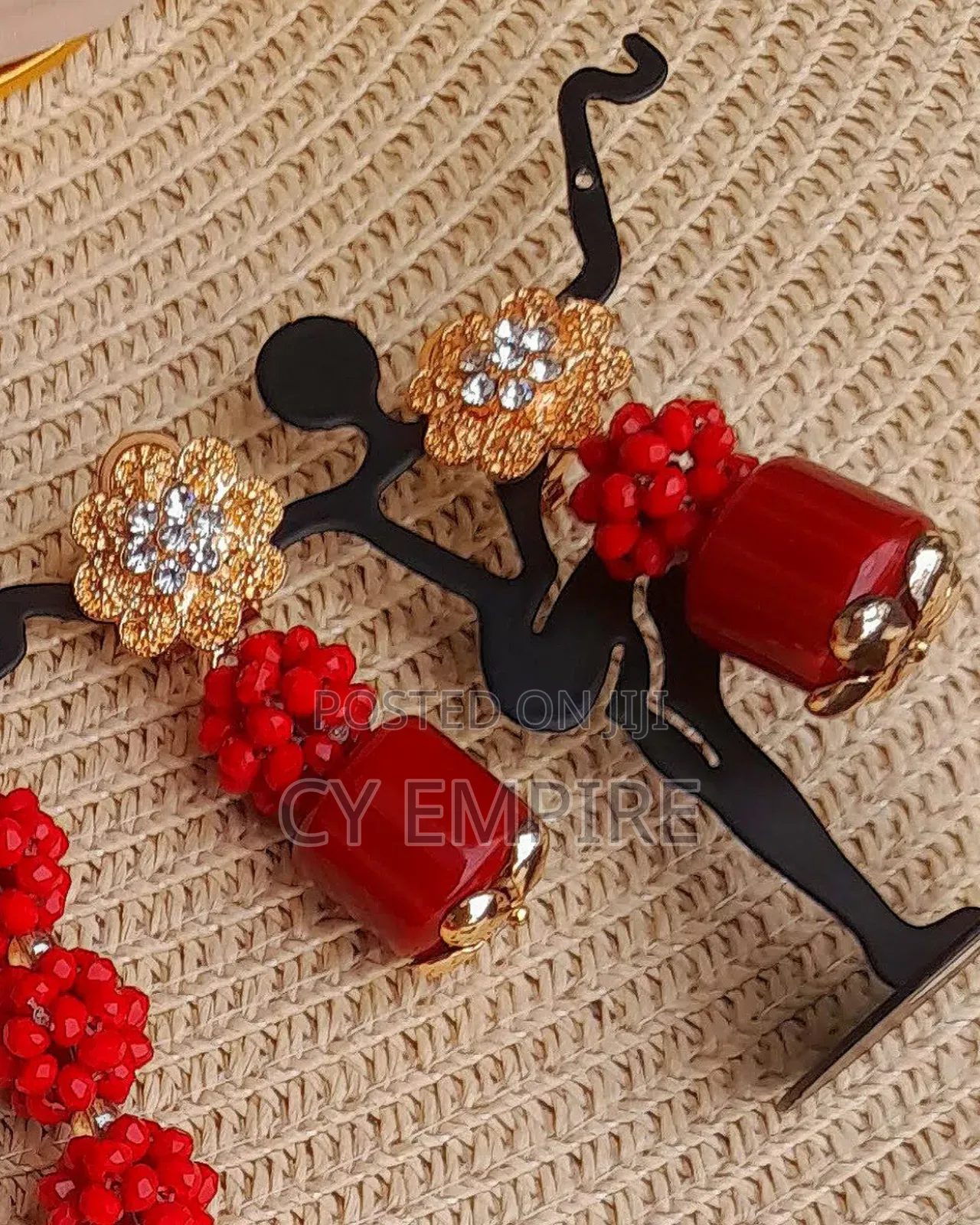 Royal Red Statement Beaded Jewelry Set