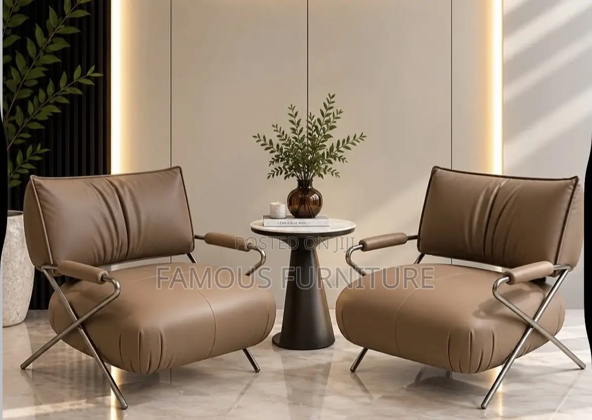 This Is a Modern Leather Accent Lounge Chair Featuring Distinctive