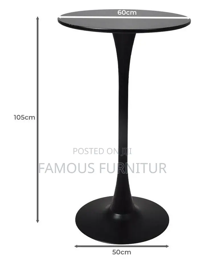 Modern Round Bar Table With a Slender Pedestal Base in White and Black