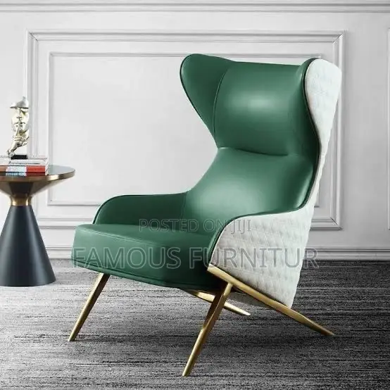 Modern High-Back Wingback Accent Chair Featuring a Vibrant Orange