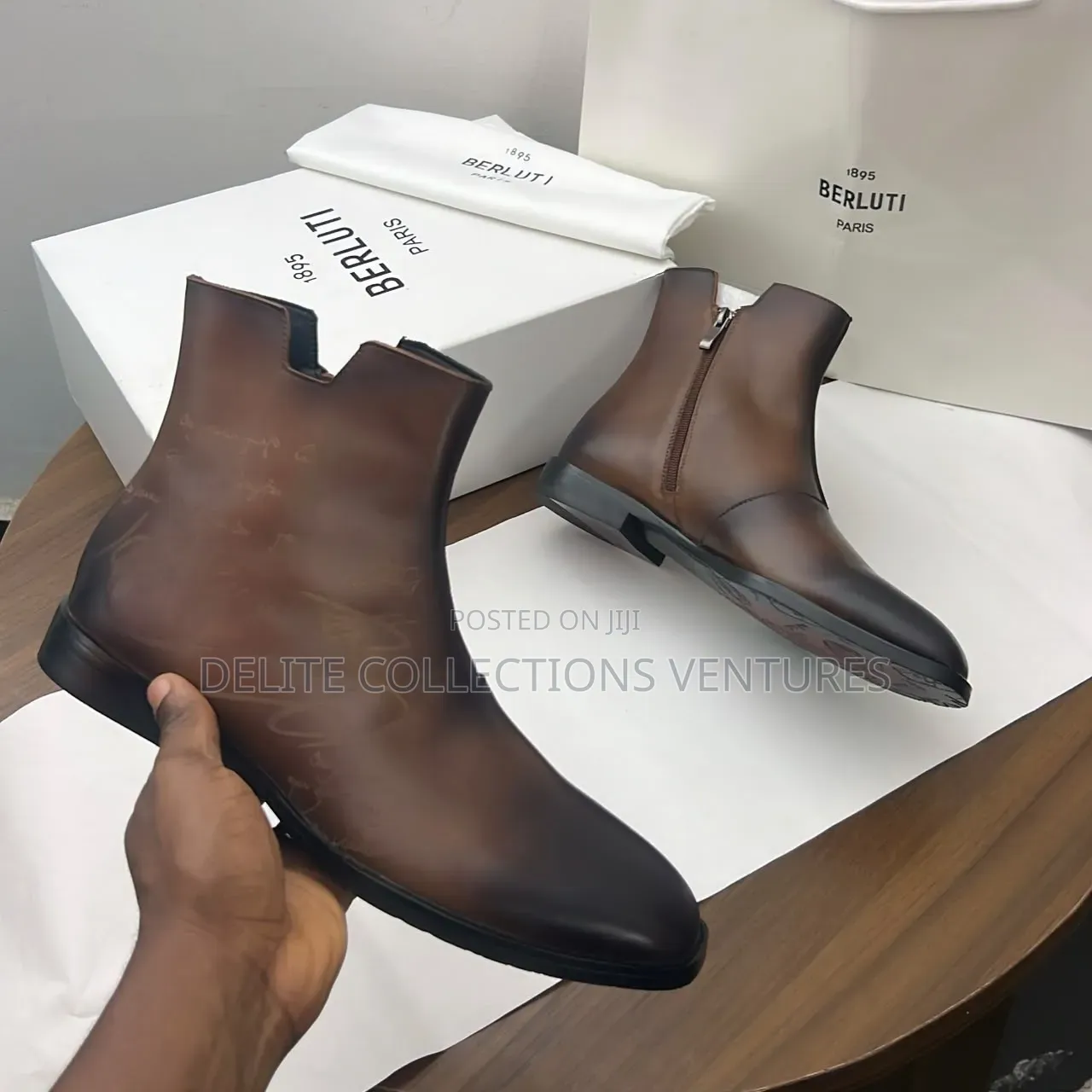 *Berluti Brown Leather Ankle Boot Available in Store*