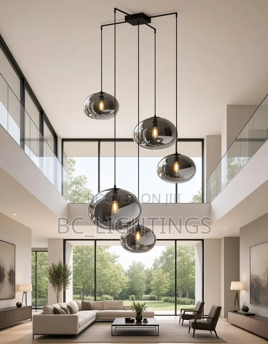 Smoke Gray Glass Home DecorationIndoor Hanging Staircase Light 5glass