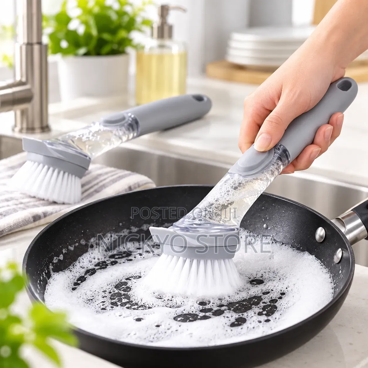 2-in-1 Soap-Dispensing Kitchen Cleaning Brush