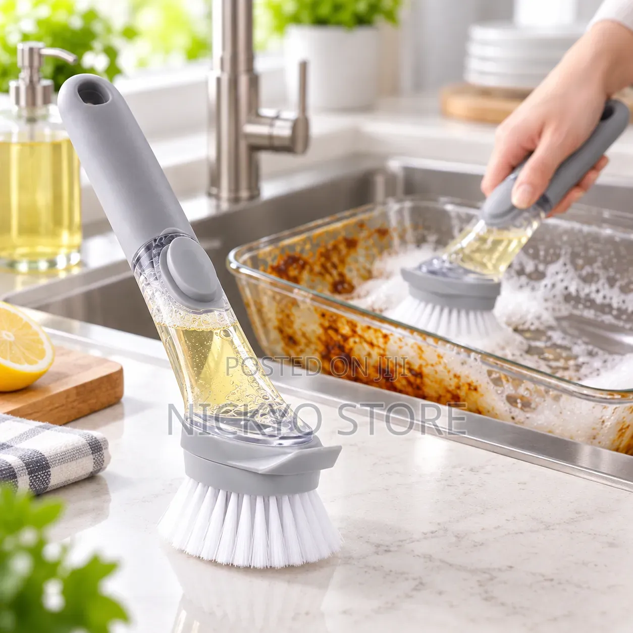 2-in-1 Soap-Dispensing Kitchen Cleaning Brush