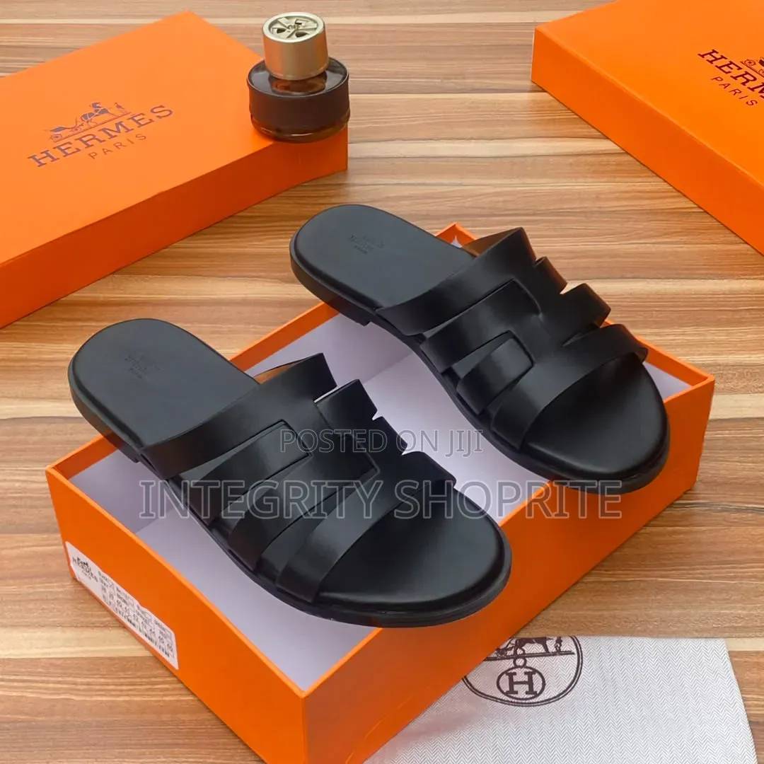 Men’s Black Premium Leather Slide