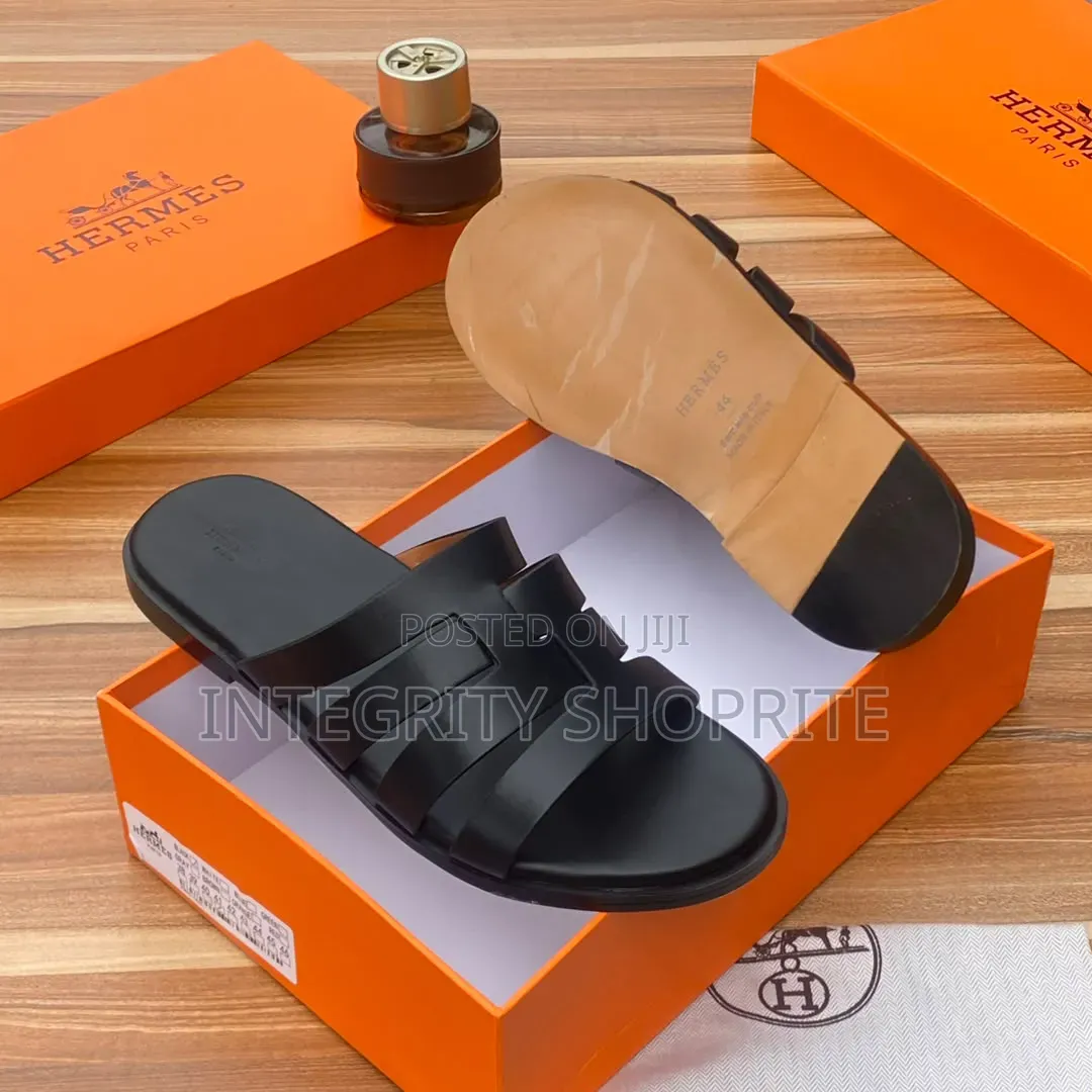 Men’s Black Premium Leather Slide