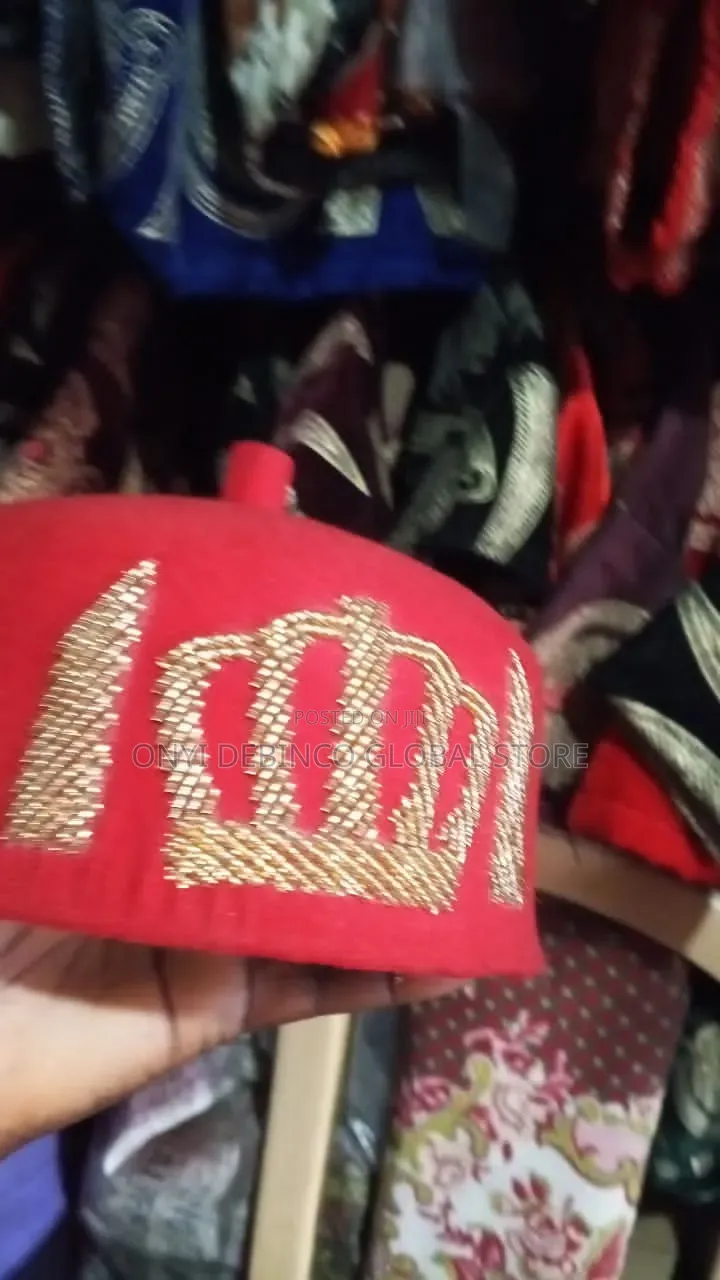 Igbo Igwe Crown Design Red Cap for Traditional Wedding Any Occasion