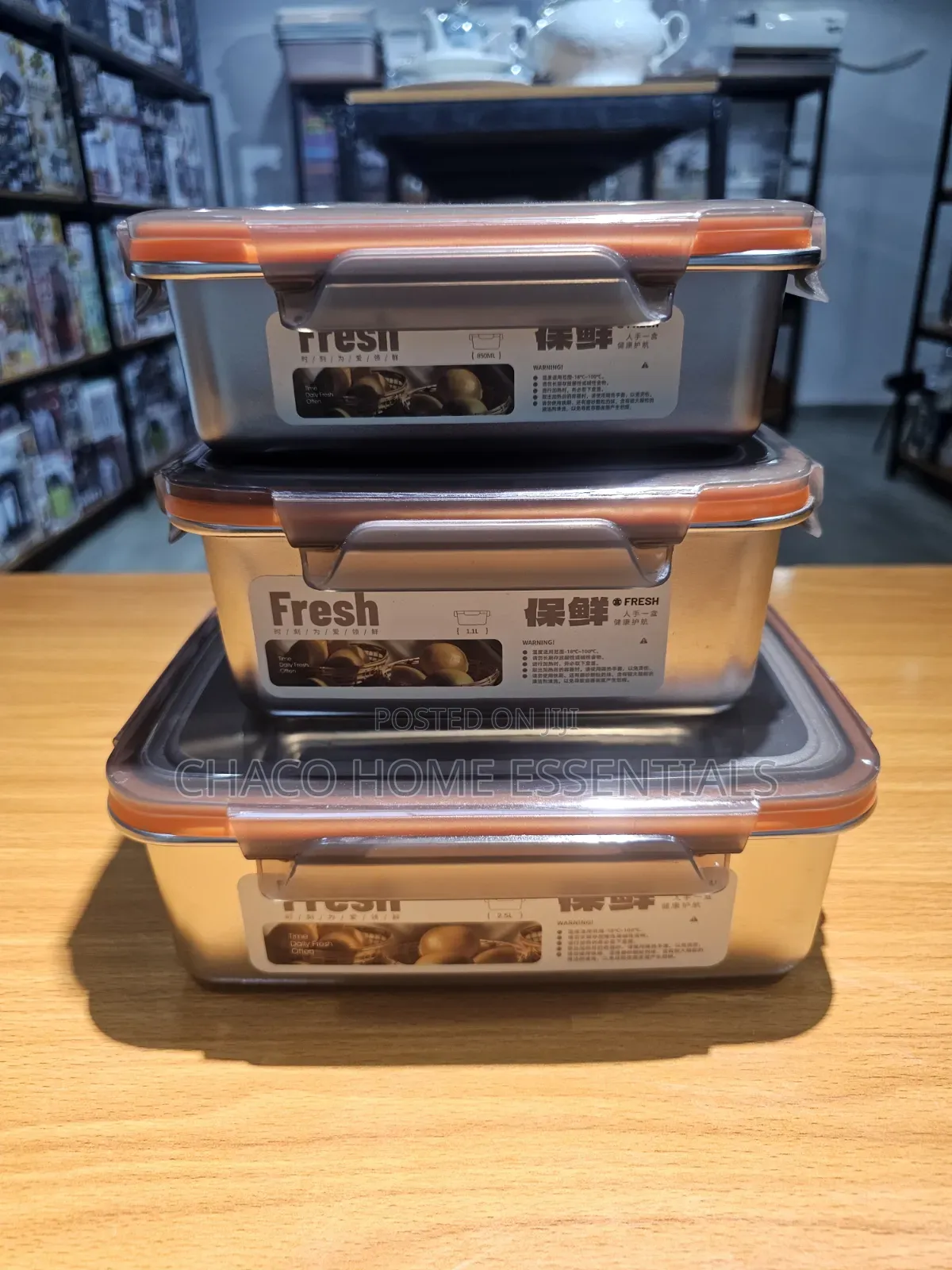 3 in 1 Stainless Steel Food Storage Container (850ml / 1.1L / 2.5L)