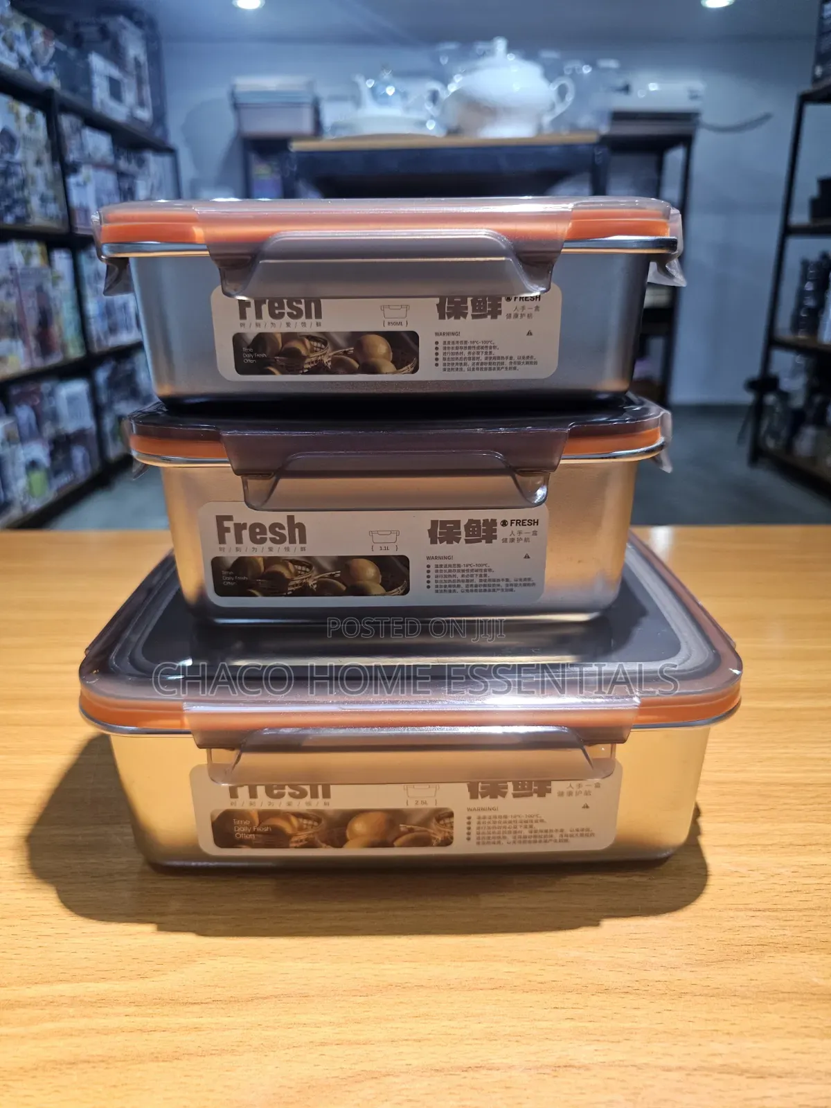 3 in 1 Stainless Steel Food Storage Container (850ml / 1.1L / 2.5L)