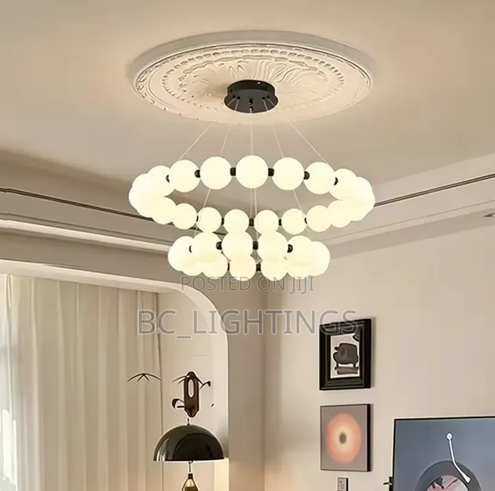 Necklace Round Chandelier Modern White LED Chandelier for Living Room