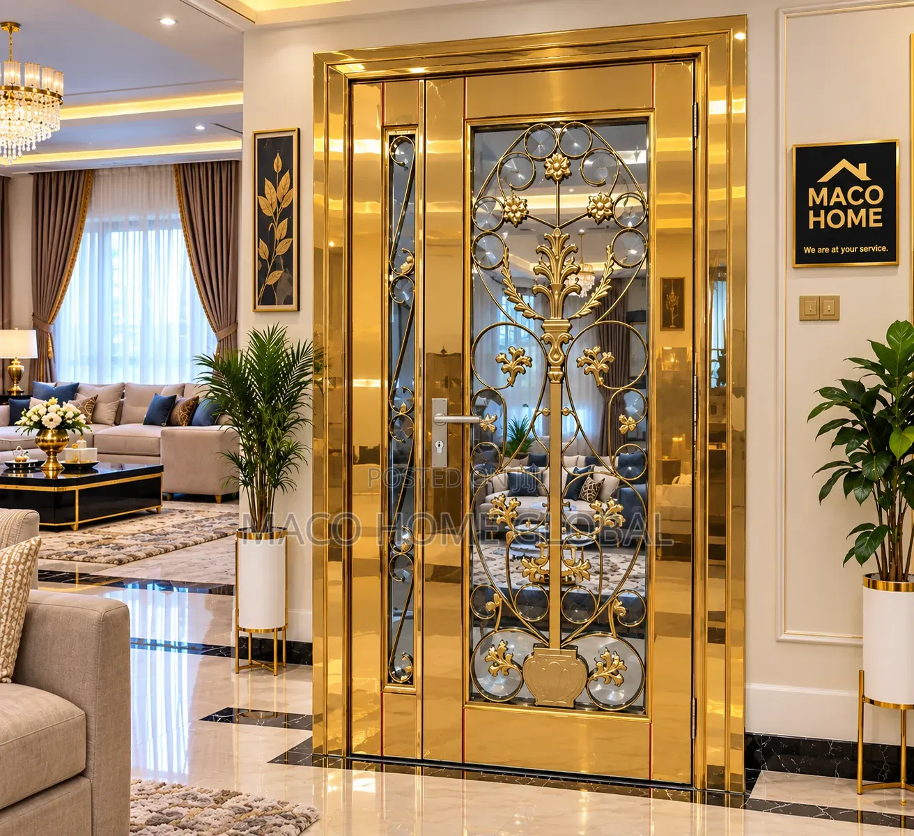 4ft by 7ft Gold Gold Stainless Steel