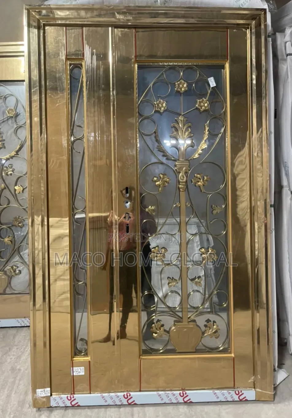 4ft by 7ft Gold Gold Stainless Steel